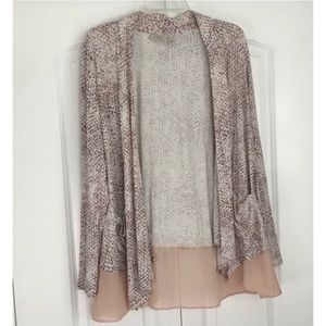 LOGO By Lori Goldstein Cardigan Chiffon Hem L